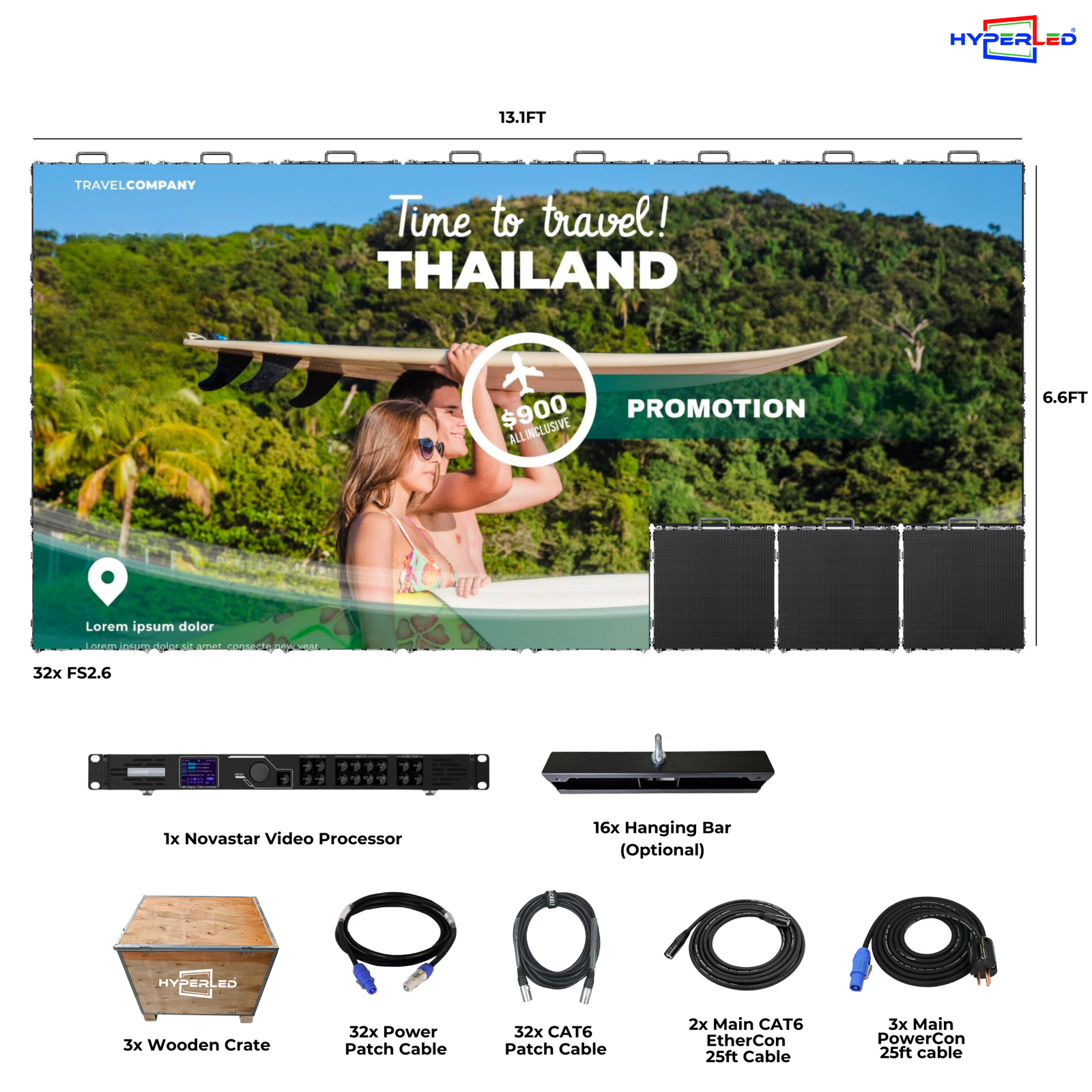 HyperLED Indoor Fixed P2.6mm 13.5'by 6.6' LED Video Wall Turnkey Solution