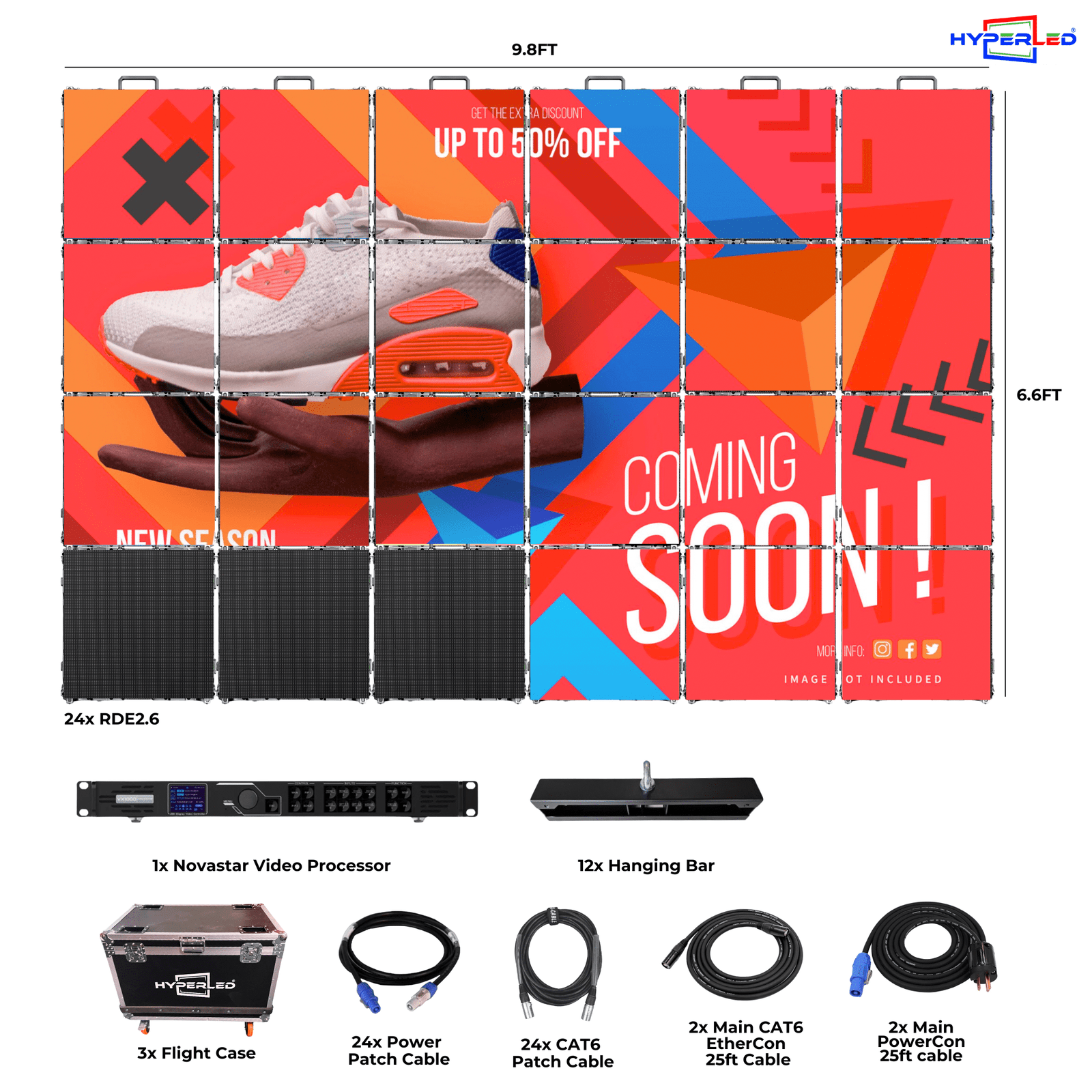 HyperLED Indoor Rental P2.6mm 9.8' by 6.6' LED Video Wall Turnkey Solution