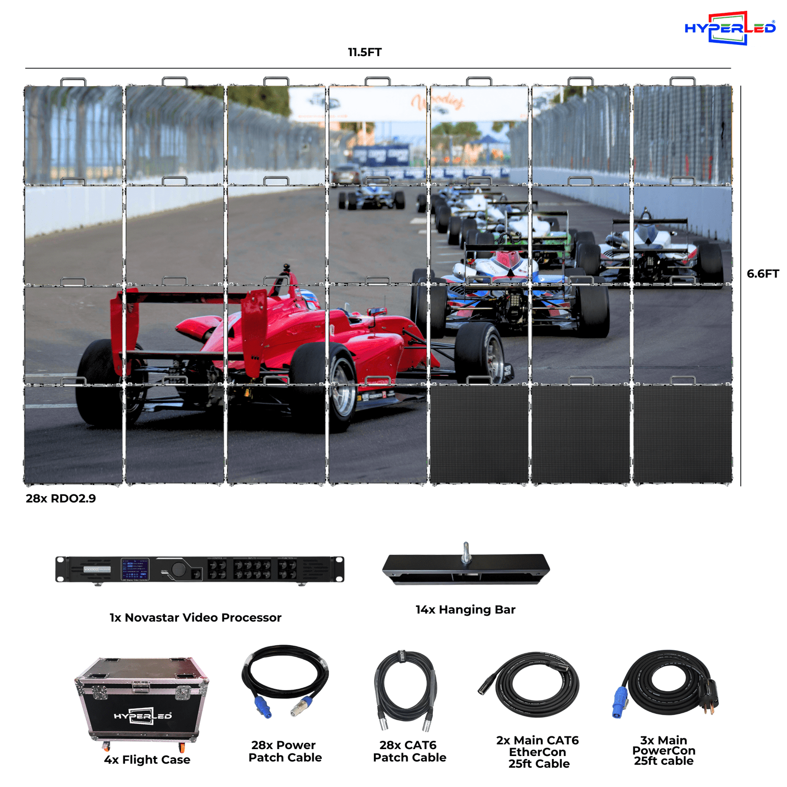 HyperLED Outdoor Rental P2.9mm 11.5' by 6.6' LED Video Wall Turnkey Solution