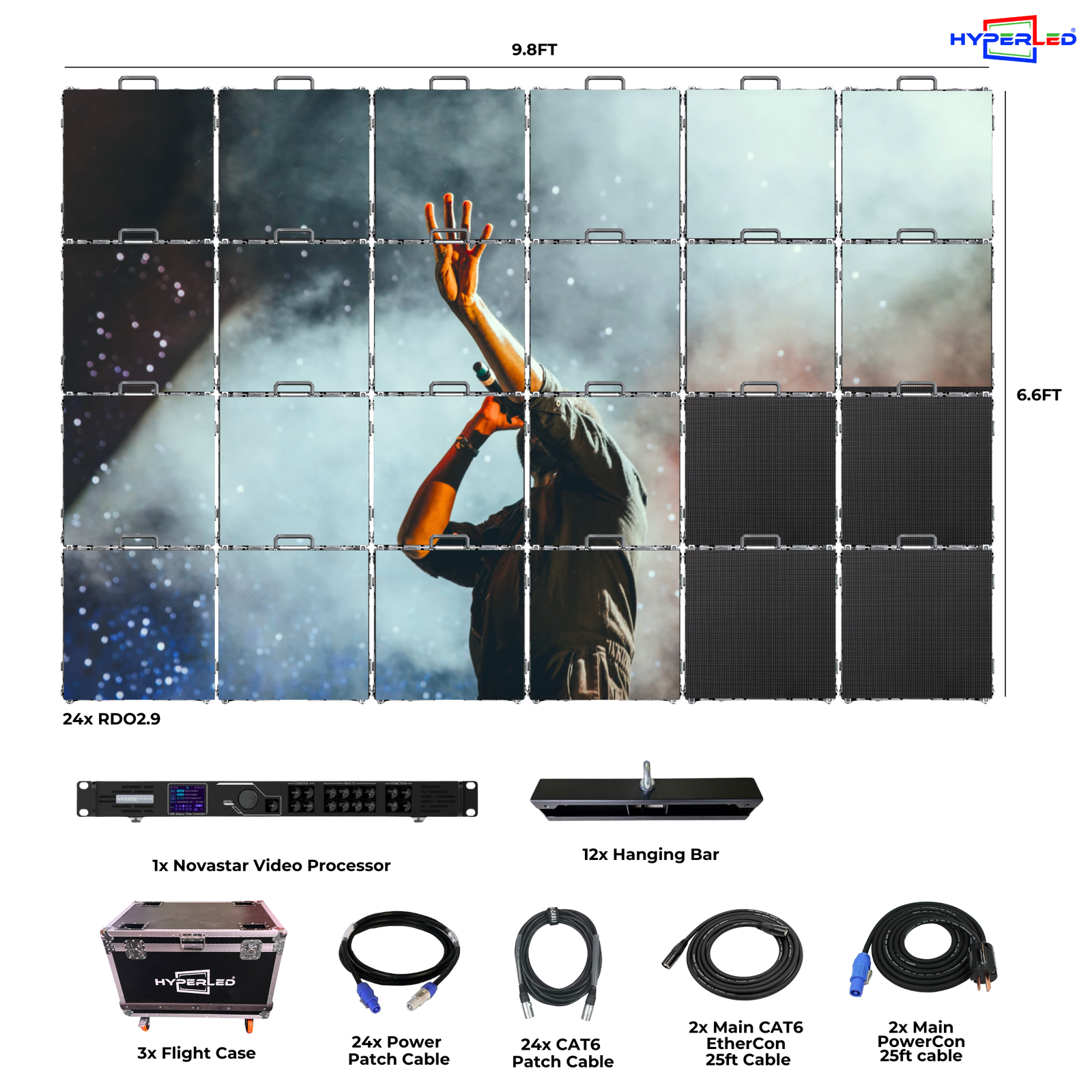 HyperLED Outdoor Rental P2.9mm 9.8' by 6.6' LED Video Wall Turnkey Solution