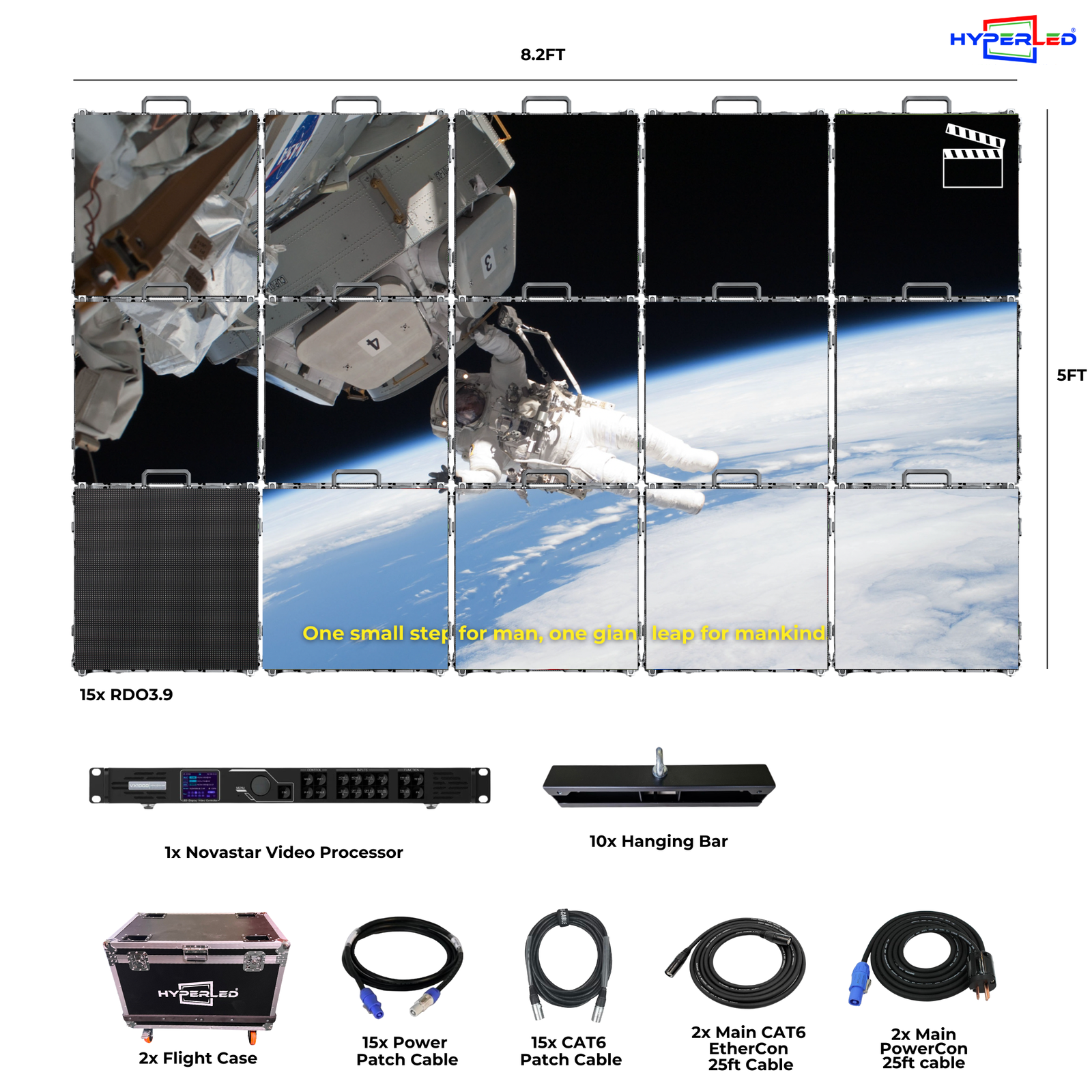 HyperLED Outdoor Rental P3.9mm 8.2' by 5' LED Video Wall Turnkey Solution